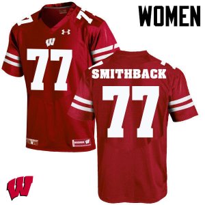 Women's Wisconsin Badgers NCAA #77 Blake Smithback Red Authentic Under Armour Stitched College Football Jersey TW31G88UP